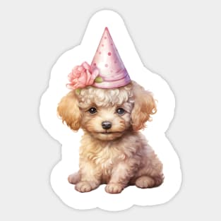 Birthday Poodle Dog Sticker